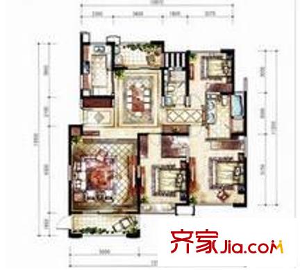 中海雍城世家戶型圖雍城世家 3室2廳2衛(wèi)1廚 戶型圖 3室2廳2衛(wèi)1廚