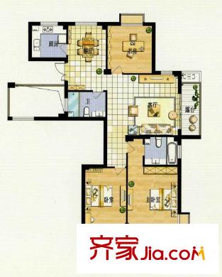 華豐紫郡 3室2廳2衛(wèi)1廚 戶型圖