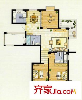 華豐紫郡 3室2廳2衛(wèi)1廚 戶型圖