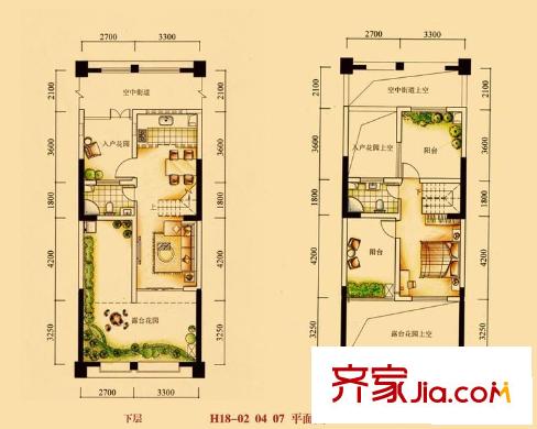 江南一品戶(hù)型圖已售罄-江南疊墅H18-02 04 07（方案一） 4室2廳3衛(wèi)1廚