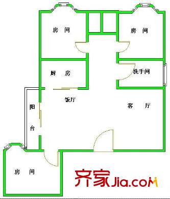 福龙苑户型图3室2厅户型图 3室2厅1卫1厨