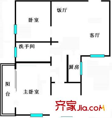 福龙苑户型图3室2厅户型图 3室2厅1卫1厨