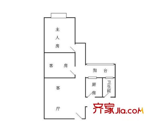 福龙苑户型图2室1厅户型图 2室1厅1卫1厨
