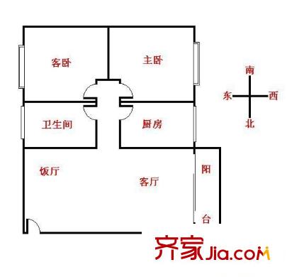 福龙苑户型图2室2厅户型图 2室2厅1卫1厨