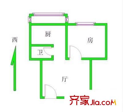 尚雅苑户型图1室1厅户型图 1室1厅1卫1厨