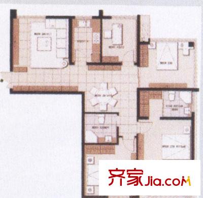 風(fēng)格城事 4室1廳1衛(wèi)1廚 戶型圖