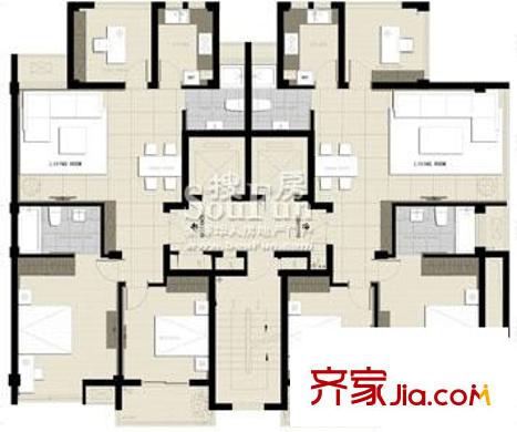 風(fēng)格城事 4室2廳2衛(wèi)1廚 戶型圖