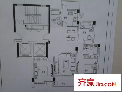 寶豐茗苑 3室2廳1衛(wèi)1廚 戶型圖