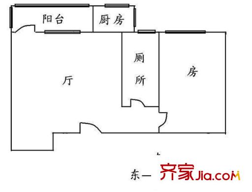 庙前西街小区户型图1室1厅 户型图 1室1厅1卫1厨