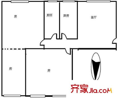 庙前西街小区户型图3室1厅 户型图 3室1厅1卫1厨