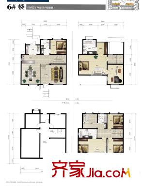 大唐壹號領(lǐng)館戶型圖別墅6號樓01戶型 3室2廳3衛(wèi)1廚
