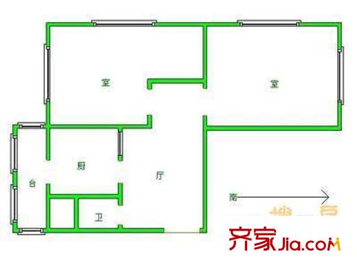 長江里?南開區(qū)戶型圖戶型圖 2室1廳1衛(wèi)1廚