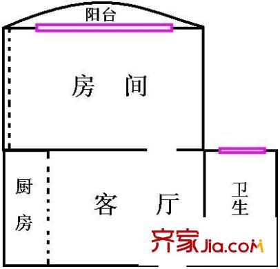 信成小区户型图1室1厅户型图 1室1厅1卫1厨