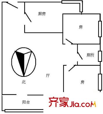 东湖新村户型图2室2厅户型图 2室2厅1卫1厨