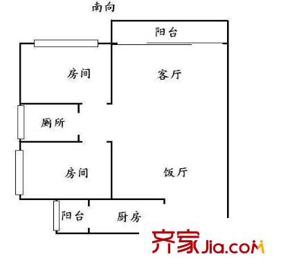 东湖新村户型图2室2厅户型图 2室2厅1卫1厨