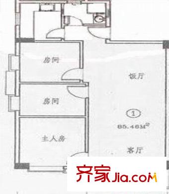 紫林居户型图3室2厅户型图 3室2厅1卫1厨