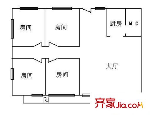 水荫直街小区户型图4室1厅户型图 4室1厅1卫1厨