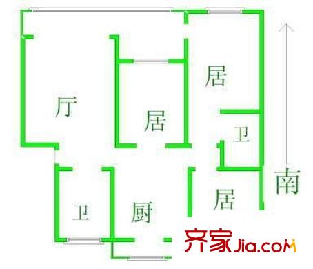 陽(yáng)光新園戶(hù)型圖戶(hù)型圖 3室1廳2衛(wèi)1廚