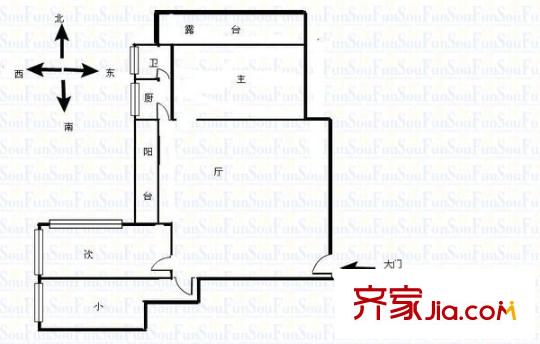 鸿燕居户型图3室2厅户型图 3室2厅1卫1厨