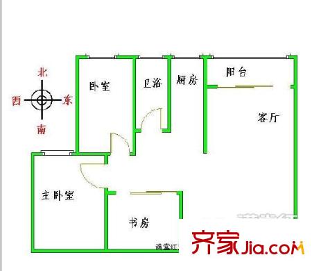 鸿燕居户型图3室2厅户型图 3室2厅1卫1厨