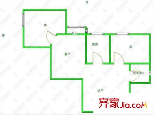 东川大厦户型图2室2厅户型图 2室2厅1卫1厨
