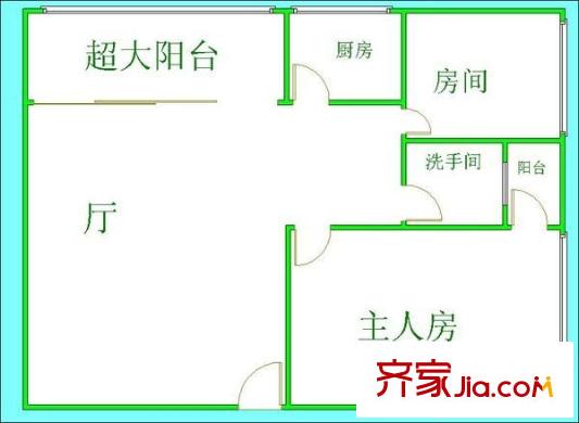 蓝色快线户型图2室1厅户型图 2室1厅1卫1厨