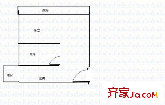 嘉颐居户型图1室0厅户型图 1室1卫1厨