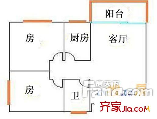 嘉颐居户型图2室2厅户型图 2室2厅1卫1厨