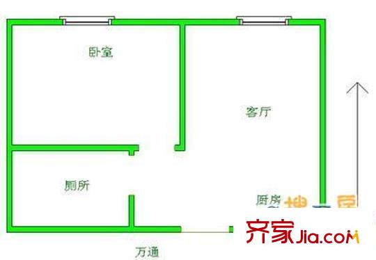 佳緣公寓戶型圖 戶型圖 1室1廳1衛(wèi)1廚
