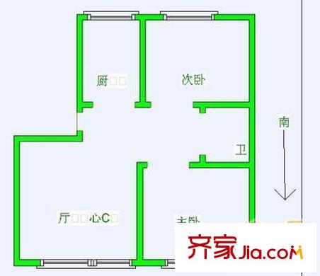佳緣公寓戶型圖戶型圖 2室1廳1衛(wèi)1廚