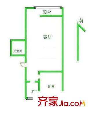 佳緣公寓戶型圖 戶型圖 1室1廳1衛(wèi)1廚