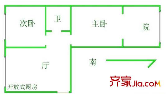 賓水西里戶型圖戶型圖 2室1廳1衛(wèi)1廚