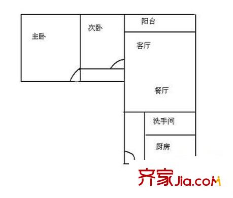 金雅苑五期户型图2室2厅户型图 2室2厅1卫1厨