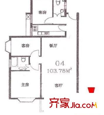 金雅苑五期户型图3室2厅户型图 3室2厅2卫1厨