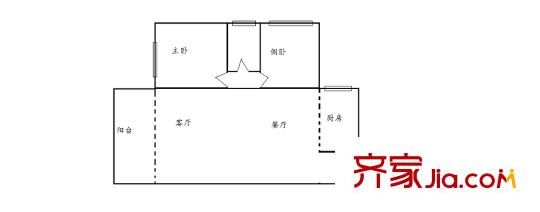 恒鑫东和湾户型图2房1厅户型图 2室1厅1卫1厨