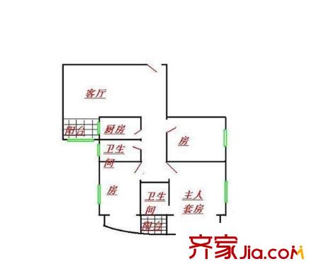 逸雅居户型图3室1厅户型图 3室1厅2卫1厨