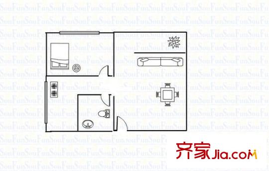 君紫花园 1室 户型图