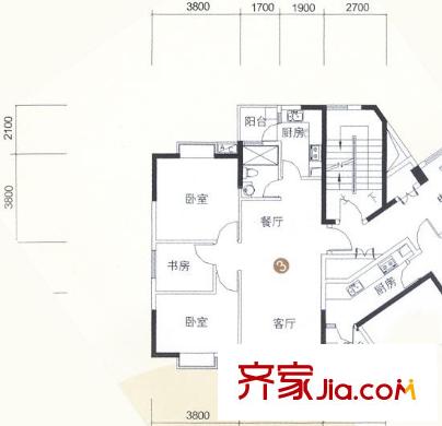 恒鑫御雅庭户型图御芸阁4―5,7―8,10―11层03单元 3室2厅1卫1厨