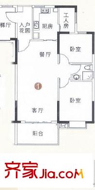 恒鑫御雅庭户型图御芸阁3,6,9层01单元 3室2厅1卫1厨