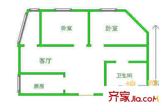 金色陽光國際公寓戶型圖戶型圖 2室2廳1衛(wèi)1廚