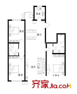 金色陽光國際公寓戶型圖戶型圖 3室2廳2衛(wèi)1廚