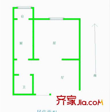 宜君西里戶型圖戶型圖 1室1廳1衛(wèi)1廚