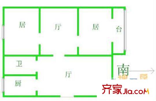 聚英里戶型圖戶型圖 2室1廳1衛(wèi)1廚