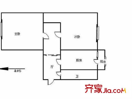 本溪樓戶型圖戶型圖 2室1廳1衛(wèi)1廚