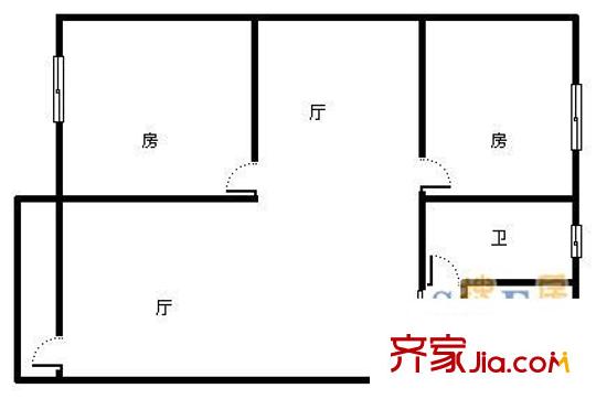 兰亭颖园户型图2室2厅户型图 2室2厅1卫1厨