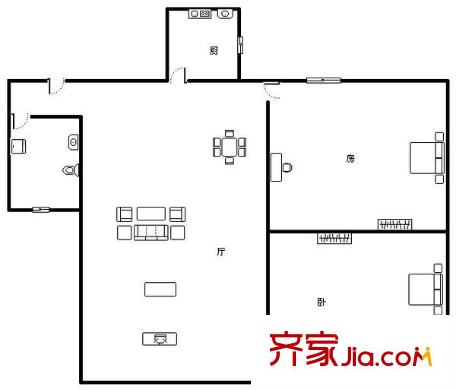 兰亭颖园户型图2室2厅户型图 2室2厅1卫1厨