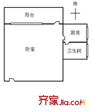 大沙头路小区户型图1室0厅户型图 1室1卫1厨