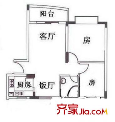金穗雅园户型图2室2厅户型图 2室2厅1卫1厨