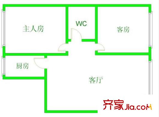 中信乐涛苑户型图2室1厅户型图 2室1厅1卫1厨