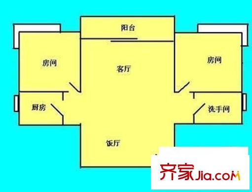 中信乐涛苑户型图2室2厅户型图 2室2厅1卫1厨